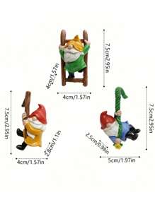 3pcs Set Resin Mini Gnome Statues - Charming Garden Figurines, Suitable For Outdoor Fairy Garden, Potted Decor, And DIY Landscaping