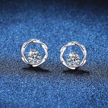 925 银 1 克拉莫桑石耳环莫比乌斯风格闪亮华丽珠宝礼物适合派对宴会生日礼物 - 0.5克拉+0.5克拉 - 查看 5