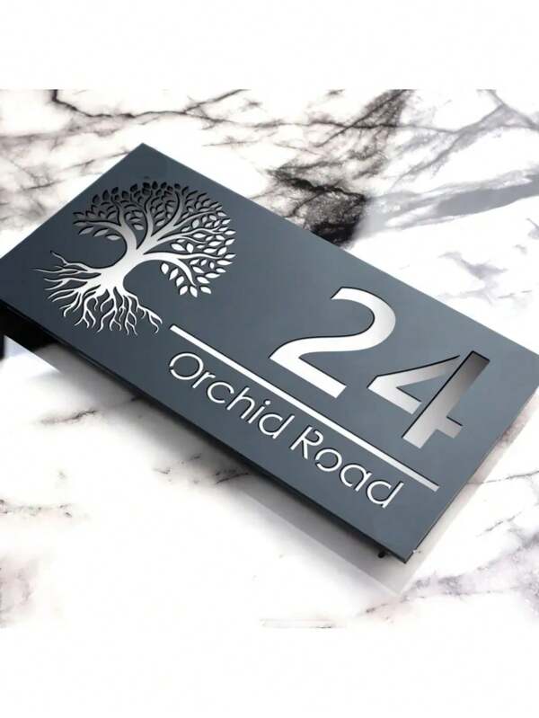 1pc Custom Metal House Number & Street Name Sign - Personalized Address Plaque, Ideal Housewarming Gift, Modern Home Decor Ornaments Gifts Birthday Graduation,Multi-Functional,Adjustable, Reusable,Ornamental,Easy To Clean,Stylish,Adorable,High-Quality,Modern,Colorful,Custom,Personalized,Unique,Ideal Gifts For Him,Ideal Gifts For Her,Her,Girlfriend,Dad,Boyfriend,Family,Mom,Friends,Son,Daughter,Office,Tea Room,School,Home