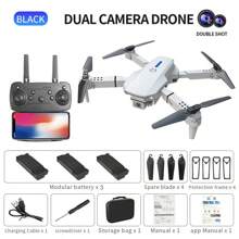 Foldable Remote-Controlled Drone E88 Equipped With Dual Cameras, USB Rechargeable Lithium Polymer Battery, Wi Fi Remote Control, 720p Video, Indoor Use, Beginner Level, Intelligent Obstacle Avoidance