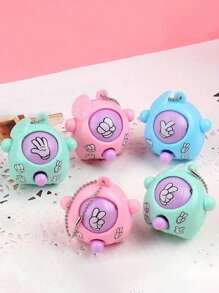 10 piezas Llaveros de piedra, tijera, papel con bolas de cambio de cara de huevo - Juguete creativo de regalo