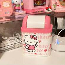 Sanrio 1 PC Menina Coração Desenho Animado Desktop Lixeira Mini Escritório Sala de Estar Casa Quadrado Coleta de Lixo Balde Com Tampa