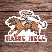 1PC Retro Cowgirl & Tiger Sticker – Vinyl Decal For Bold & Fearless Girl | Waterproof Sticker For Laptops, Water Bottles, Cars & More | Perfect Gift For Wild Spirits