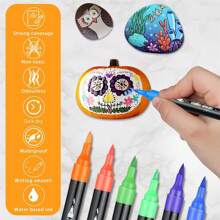 60 Colours Acrylic Pens For Stones Double Tip Stones Painting Pens Waterproof With Brush Tip And Fine Tip Permanent Marker Pens Acrylic Pens For Canvas Glass Ceramic Crafts Art Supplies