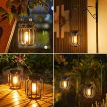 RANGDONG 1pc/2pcs Solar Lantern Outdoor Light, Upgraded Metal Solar Lantern Lamp, IP65 Waterproof Pendant Light For Courtyard, Garden, Patio, Walkway Decor