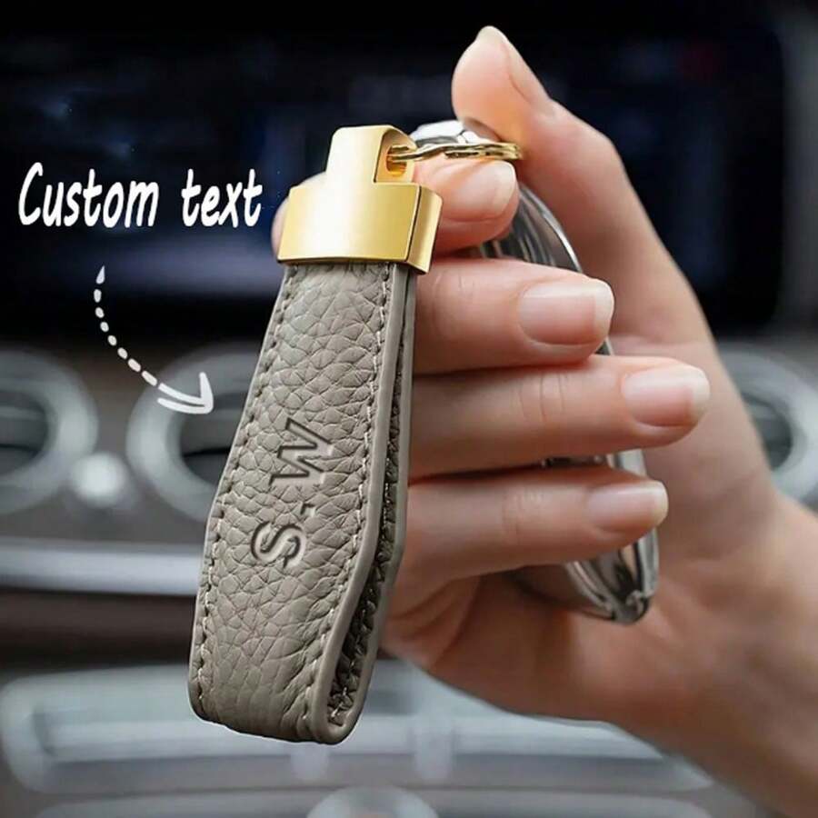 1pc Customized Text Fashion Leather Car Key Chain