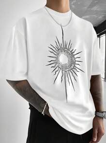 Men's Summer Ramadan Print Round Neck Short Sleeve T-Shirt, Casual Short Sleeve - White - View 4