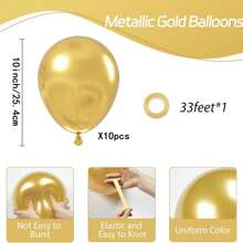 10/20/30/40/50 sztuk Metalowy Złoty Balon 18/12/10/5 Cali, Chromowany Złoty Lateksowy Balon Na Zaręczyny Ukończenia Szkoły, Ślub, Dekoracja Balonowa Urodzinowa - Metaliczne złoto - Zobacz 9