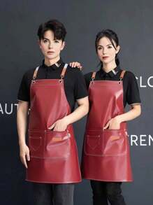 PU防水防油软皮围裙适用于餐饮、厨房、海鲜市场、自助餐厅、超市、工作制服 - 彩色 - 查看 5