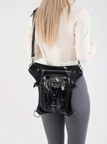 Nieuwe Punk Chained Schoudertas Vrouwen Steampunk Schedel Schouder Crossbody Telefoontasje Taille Beentas