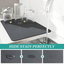 Estera absorbente de cocina súper absorbente, estera antideslizante para drenaje de platos de café, estera de secado rápido para drenaje de baño, estera de vajilla - Caqui - 2 piezas - Ver 5