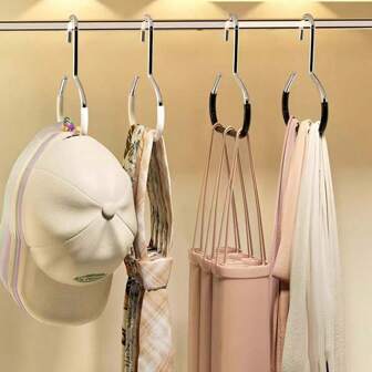 5pcs Versatile Manganese Steel Round Hook - Perfect For Hats, Ties, Scarves & Bags | Strong Load-Bearing, Non-Deformable | Ideal For Home & Mall Use, Storage, Accessories