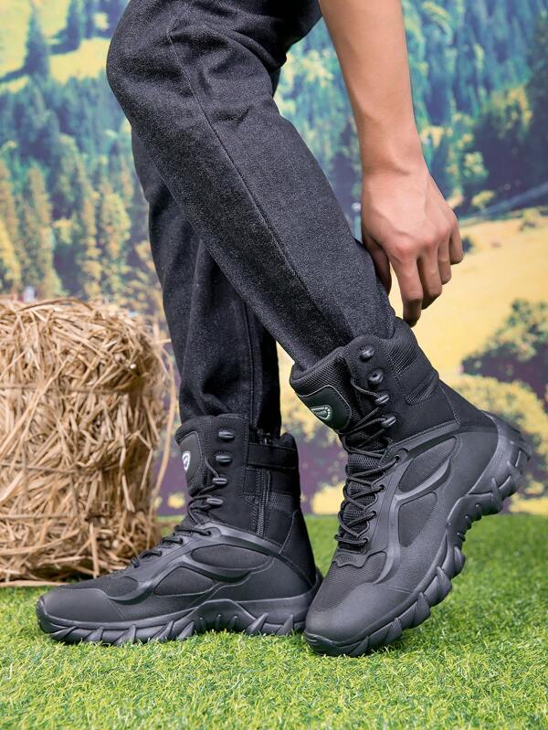 Botas tácticas negras impermeables para hombre, de estilo deportivo para el desierto, de alta para senderismo, al aire libre, combate y escalada