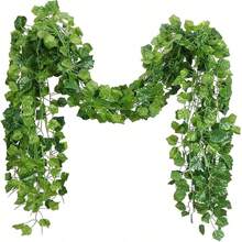 8-Pack EvergreenArtificial Ivy Leaf Garlands, 3D Faux Green Vine Hanging Decor, Plastic Plant Wreath For Indoor/Outdoor, Home Garden, Wedding, Bridal Shower, Housewarming - No Electricity Needed Gifts Birthday Graduation,Garden Decor,Outdoor Plant,Gardening,Fake Flowers