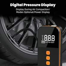 Compressor de ar portátil para inflar pneus, bomba de ar para carro de 150 PSI, equipado com medidor de pressão de pneus e luz LED, compressor de ar sem fio recarregável, adequado para carros, bicicletas, motocicletas, bolas e acessórios para carros