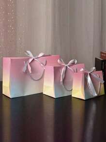 1 pieza Bolsa de regalo, Bolso estilo macaron, Bolsa de papel para empaque de cosméticos con asa de cinta