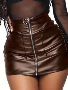 Spring/Summer Women Sexy Zipper High Waist Mini Skirt, Pencil Skirt For Office, Suitable For Hot Lady