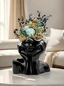 1 pezzo Vaso in ceramica con figura femminile in stile nordico, busto di donna, vaso bohémien femminista minimalista, decorazione moderna in stile nordico, adatto per decorazione di casa, soggiorno, ufficio, libreria, decorazione per la scuola, forniture scolastiche, vaso per fiori, vaso in vetro