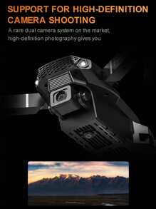 Foldable Remote-Controlled Drone E88 Equipped With Dual Cameras, USB Rechargeable Lithium Polymer Battery, Wi Fi Remote Control, 720p Video, Indoor Use, Beginner Level, Intelligent Obstacle Avoidance