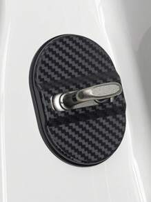 4pcs Car Door Lock Protector Covers, Carbon Fiber Car Door Handle Protectors, Scratch Guard Covers, Durable Synthetic Rubber, Oil-Rubbed Finish For Most Car Handles VW Nissan Chevrolet BMW Audi, Universal Car Door Accessory Protection Sleeve