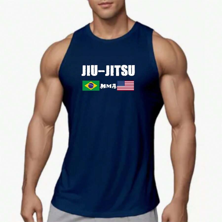 Dry Fit UV Tank Top Men's Gym Training T-Shirt RMSUP17 - 藏蓝色 - 查看 1