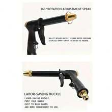 1pc Extra Long & Thick Black Spray Gun, Suitable For Car Washing, Garden Watering, Pet Bathing