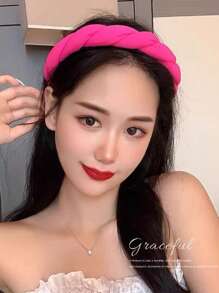 1/2件装韩国麻花百搭发带女增高头顶细边日常头带轻便不夹网状红色多色发夹