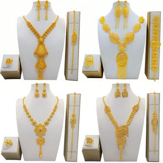 5pcs/Set Luxury Jewelry Set For Women, Including Earrings, Necklace, Ring, Suitable For Bride, Wedding, Party, Event