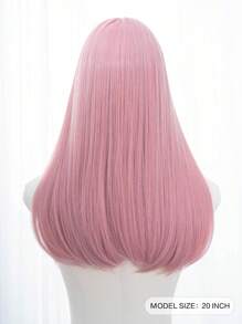 alicegarden 1 Piece Synthetic Heat-Resistant, Long Straight Hair Wig In Natural Pink Wigs, With Bangs, 22 Inches Long, Fully Machine Woven Daily Natural Realistic Wig Christmas Y2k - Pink - View 7