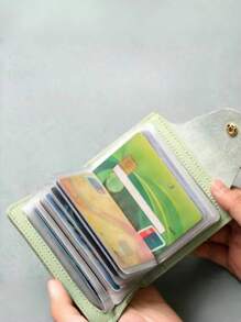 Mini Large Capacity Multi Clear Slots Card Holder, ID Card Credit Card Storage Bag, Portable Lightweight Casual Solid Color Document Package For Travel & Daily Use,Boho Vibes