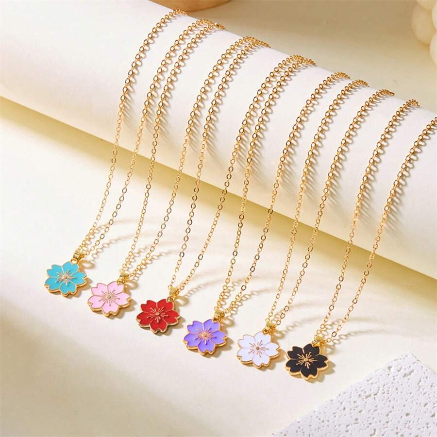 1 pieza Collar colgante con flor de varios pétalos, elegante y refrescante, adecuado para uso diario, fiestas, vacaciones, regalo para familia, esposa, amigos, cumpleaños, aniversario