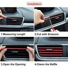 10pcs 7.87 Inches Fit For Car Air Conditioner Outlet, Decorative U-Shaped Molding, Car Styling Door Edge Corner Protector