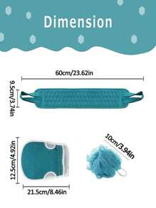 3 件套去角质浴带和浴条及泡沫网球套装、3 合 1 背部沐浴擦洗、身体清洁毛巾、柔软沐浴手套、沐浴球、去角质皮肤毛巾沐浴工具套装，用于背部按摩、深层身体清洁、家庭浴室淋浴擦洗工具、浴室配件