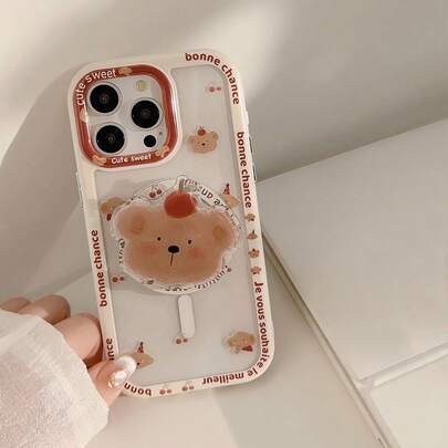 1 件 Gucadi 卡通涂鸦磁性保护手机壳，带磁性支架，厚实防摔，适用于 Apple iPhone 16/15/14/13/12/11 系列，秋冬情侣礼物