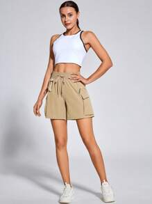 Women's Quick-Dry UPF 50+ Hiking Cargo Shorts - Lightweight Athletic 6'' Shorts With Big Zipper Pockets & Adjustable Drawstring Waist, Regular Fit For Outdoor, Golf, Spring/Summer/Fall, Hiking Shorts - Kaki sẫm màu - Xem 6