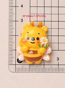 Set de 10/30 piezas decoraciones de resina brillante con diseños de abeja de dibujos animados en colores aleatorios, accesorios DIY para pinzas de pelo, fundas de teléfono, tazas, tocados