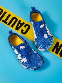 1 Pair Kids Boys Camouflage Aqua Shoes, Rubber Sole Non-Slip Mesh Upper, Adjustable Elastic Strap Easy On/Off, Lightweight Breathable, Suitable For Wading, Vacation, Outdoor Hiking - Multicolor - View 6