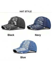 2025 Spring/Summer New Distressed Denim Baseball Cap, Vintage Washed Casual Versatile Snapback Hat, Unique Unisex Couple Design