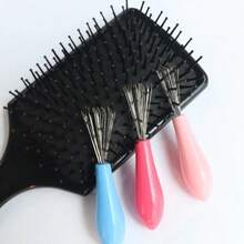 Cepillo para el cabello, detergente, peine, dispositivo de eliminación con mango de plástico y cepillos de limpieza, herramientas de belleza integradas, productos de limpieza - Rosa - Ver 2