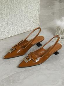 Women's Pointy Toe Low Heel Wine Glass Heel Sandals, Fashion Versatile French Elegant Minimalist Slide Shoes