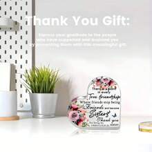 1pc Acrylic Heart-Shaped Plaque - 'True Friendship To Sisters' Inspirational Desk Decor, Perfect Birthday & Anniversary Gift For Sisters, Non-Biological Sisters, Girls Gifts Graduation