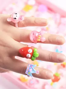 10pcs/Set Party Rings - Colorful Resin Crystal Rings, Suitable For Parties And Gifts, Random (No Box)