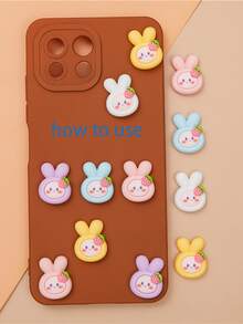 10/30pcs Random Mixed Cartoon Strawberry Rabbit Head Resin Decor Accessories For DIY Crafts Wholesale, Phone Case, Hair Clips, Cup Decoration Stickers - Simulation - View 6