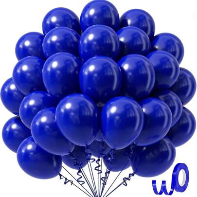 10/20/30/40/50个皇家蓝气球，尺寸分别为18/12/10/5英寸，皇家蓝乳胶气球，派对气球，适用于毕业典礼、迎婴派对、婚礼、棒球主题生日派对装饰