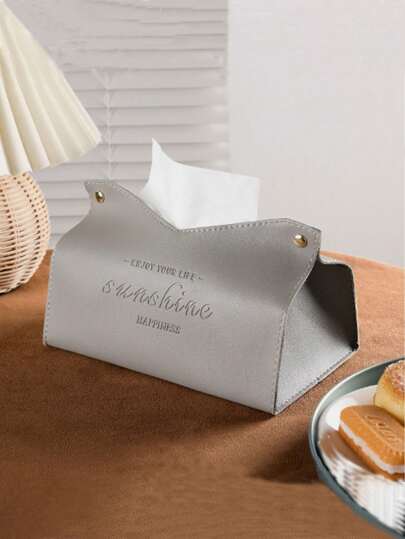 1pc Tissue Storage Box, Modernist Black Waterproof Tissue Box Cover Holder For Home