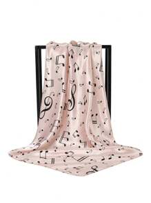 1pc Women Fashion Minimalist Music Symbol Print 35*35 Inch Headscarf, Casual Versatile Head Wrap, Soft & Skin-Friendly Bandana For All Seasons - Solid Color - View 9