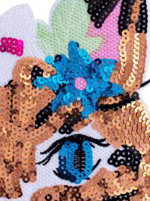 1 pieza Parche de gato de dibujos animados lindo y brillante de color rosa para niña, bordado de poliéster, adecuado para ropa, accesorios, todo el año