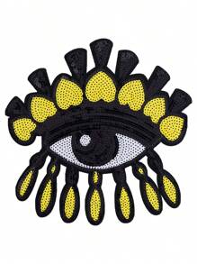 4 pièces de patchs pour cils rouges/jaunes/bleus, en forme de larme et d'œil de diable. Accessoires vestimentaires personnalisés et DIY, patchs à coudre et à repasser, décorations pour vêtements, chaussures et sacs. Idéal pour les festivals et les fêtes