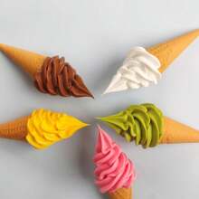 1pc Realistic Artificial Ice Cream Model Cone, Handmade High-Quality Lifelike Fake Food Toy, Dessert Shop Prop, Party Decor, Cute Cartoon Gift, PVC Strawberry, Mango, Chocolate, Matcha Ice Cream Photography Prop Gifts Birthday Graduation - Multicolor - View 3