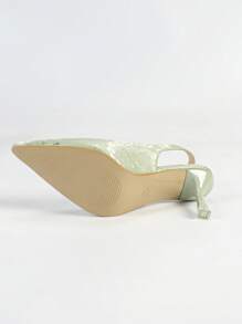 1 Par de Sapatos Mule de Salto Agulha Bico Fino Verde Versátil e da Moda para Mulheres